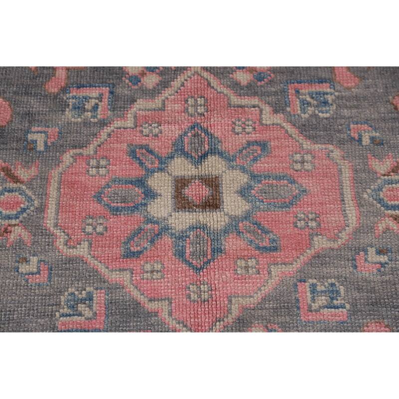 Hand Knotted Oriental 100% Wool Carpet Transitional All-Over Pink Oushak Area Rug - 16' 11'' X 6' 10''