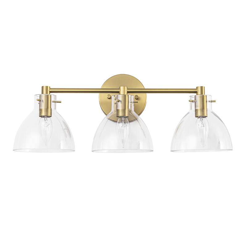 Rennnsan 3-Light 24 in. Modern Gold Dome Clear Glass Bathroom Vanity Light, Linear Wall Light