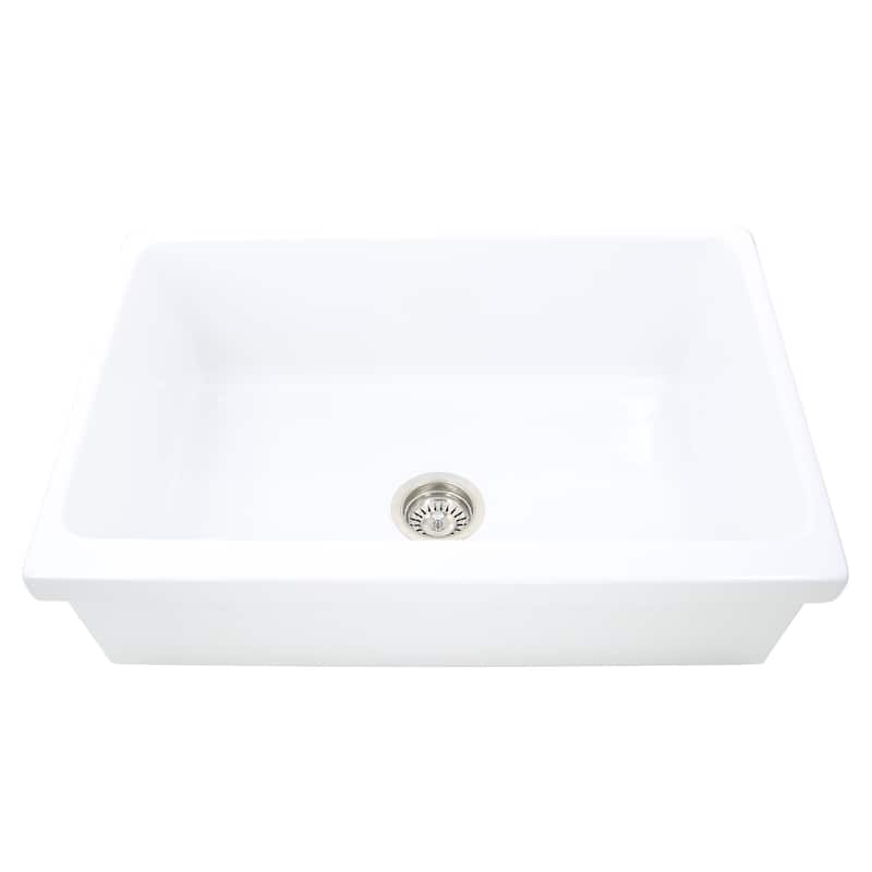 Highpoint Collection Fireclay Reversible Double Lip Farmhouse Sink