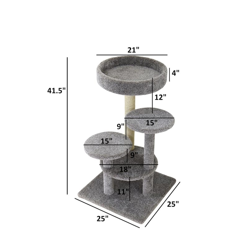 Extra Large Cat Perch Tower with Wide Top Platform, Sisal Scratch Posts and Solid Stable Base