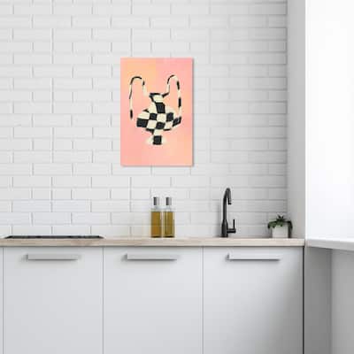 Wynwood Studio Canvas Classic and Figurative Checkered Vessel Pink and Light Pink Modern & Contemporary Wall Art Canvas Print