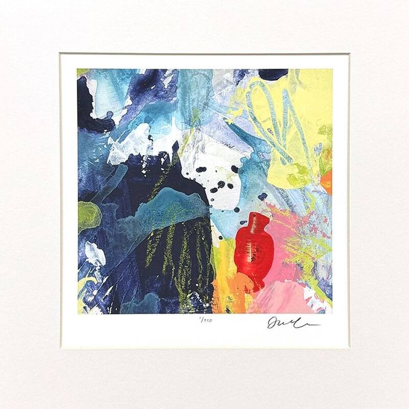 HomeRoots Set Of Four Vibrant Modern Abstract Watercolor Gold Framed Wall Art