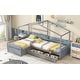 preview thumbnail 4 of 6, Gray Double Twin Size Pine L-Shaped House Platform Bed with 3 Storage Drawers and Guardrail