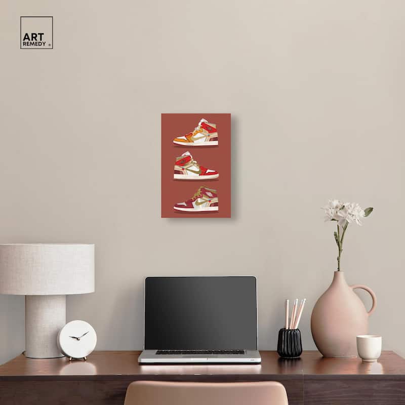 Sneaker Lineup Red Canvas by Art Remedy, Gallery Wrapped
