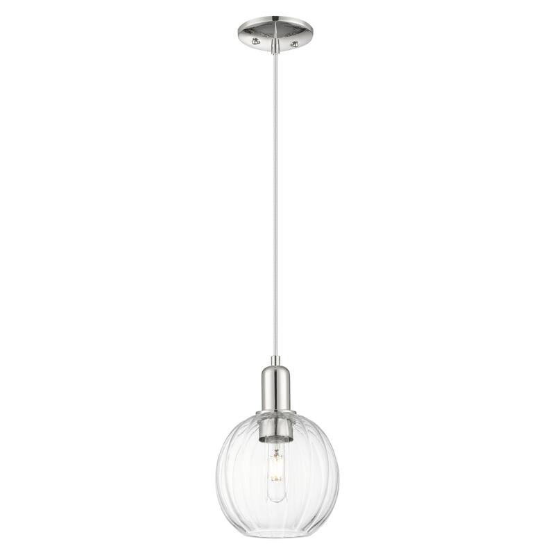 Innovations Lighting Downtown Urban - Preston - 1 Light 7" Globe Shade Cord Hung Mini Pendant - Clear Shade/Polished Nickel