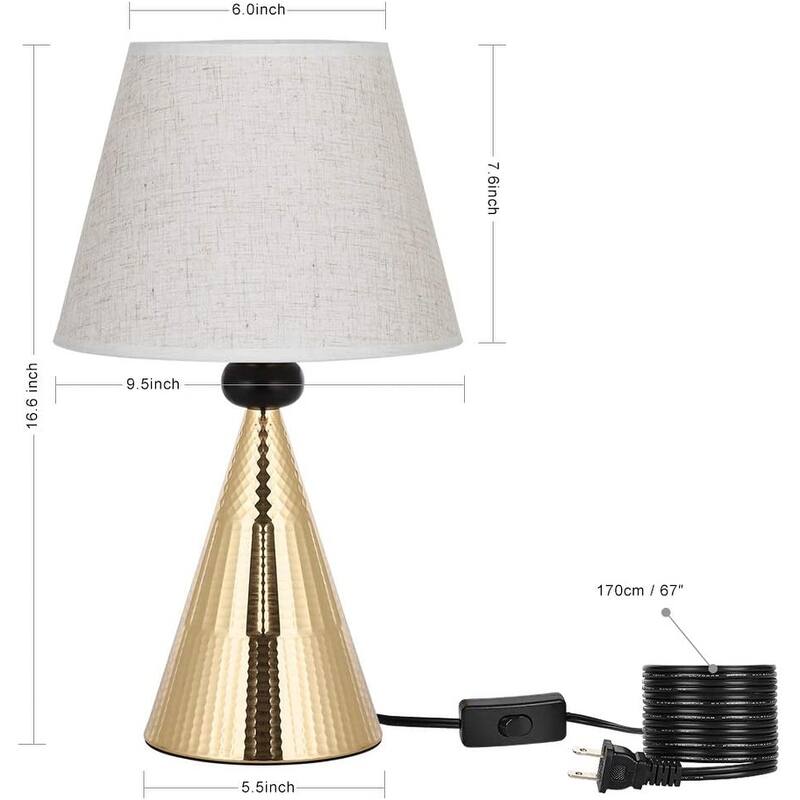 Modern Table Lamps Set of 2 with Hammered Metal Base - 2 PCS