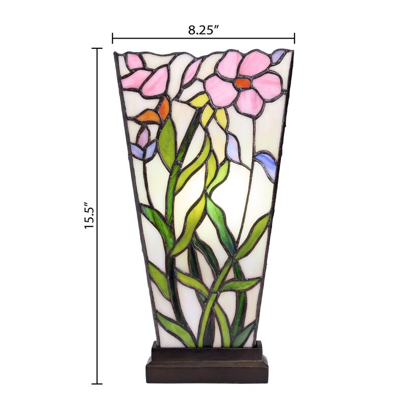 Maison River of Goods Bronze Polyresin and Stained Glass 15.5-Inch Table Lamp - 8.25" x 4.25" x 15.5"