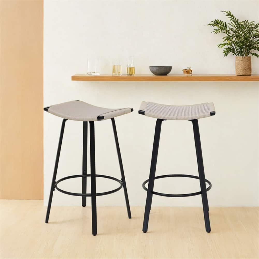 Counter Height Bar Stools Backless Handwoven Dining Chairs,2 PCS