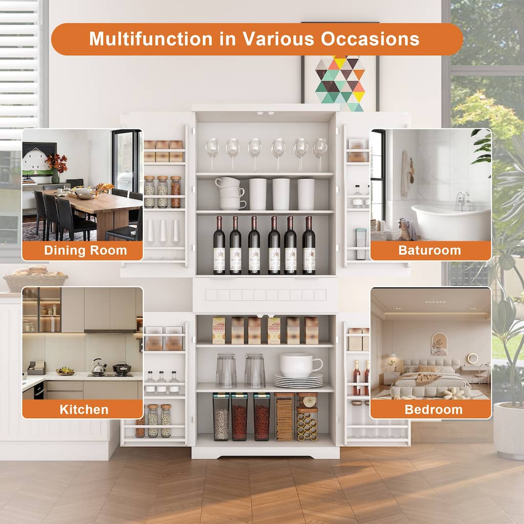 Kitchen Pantry Cabinet Buffet Sideboard with Drawer and Door Shelves, Freestanding Storage Cupboard for Dining Room