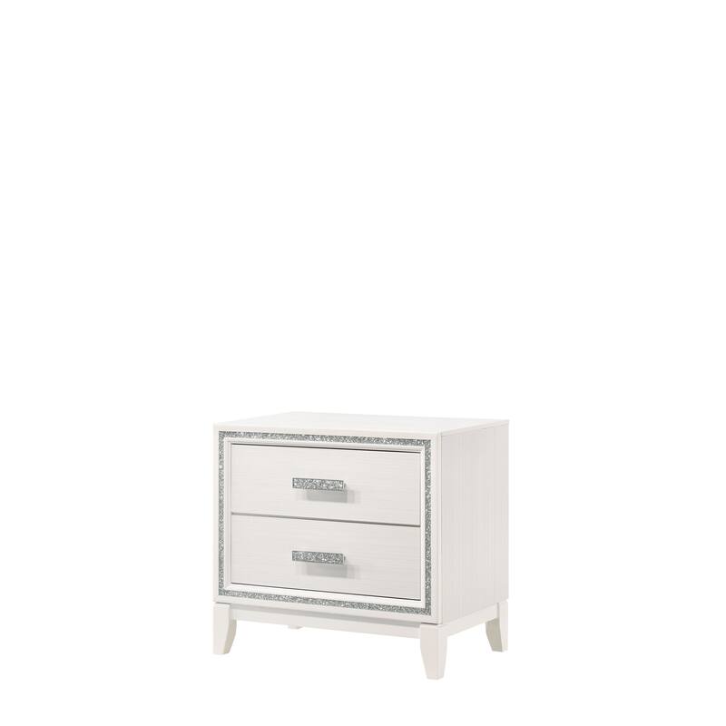 White Finish Nightstand with Two Spacious Drawers
