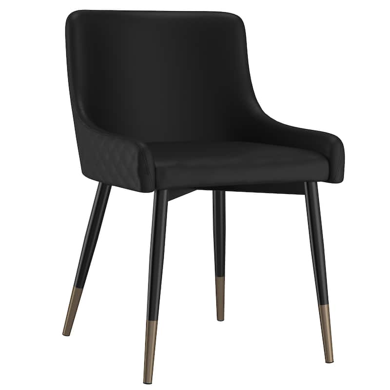 Modern Faux Leather and Metal Dining Chair, Set of 4 - Black - Black