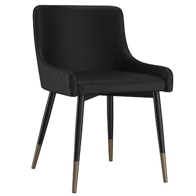 Modern Faux Leather and Metal Dining Chair, Set of 4 - Black