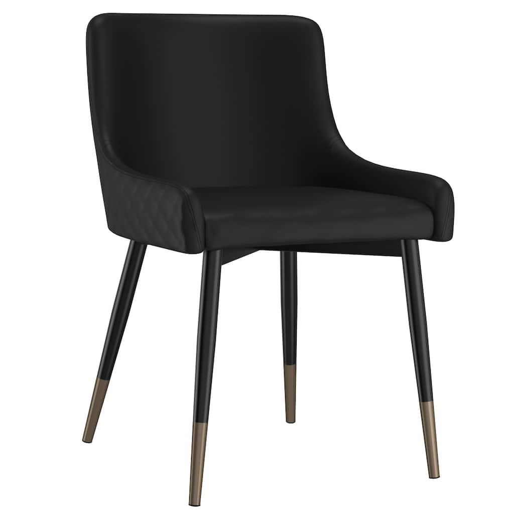 Set of 2 Modern Faux Leather and Metal Side Chair