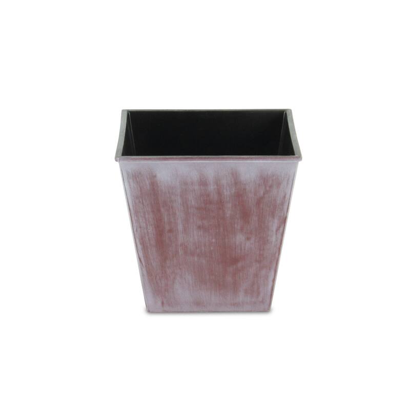 HomeRoots 5" Brown and Ivory Abstract Recycled Plastic Indoor Outdoor Rectangular Pot Planter