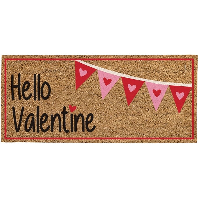 Hello Valentine Flocked Sassafras Coir Switch Mat