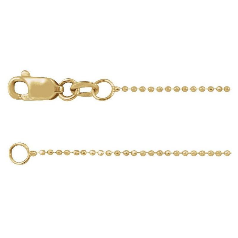 Curata 14k Yellow Gold 7 Inch Polished 1mm Sparkle Cut Bead Bracelet With Lobster Clasp