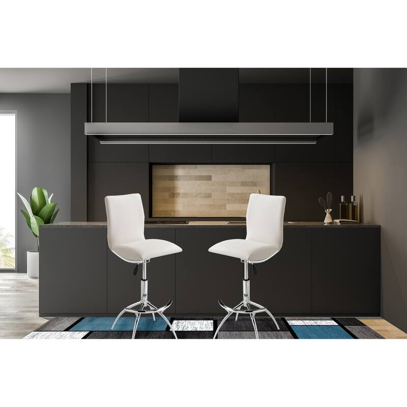Modern Barstool Leatherette/Chrome Adjustable Height In Black Color