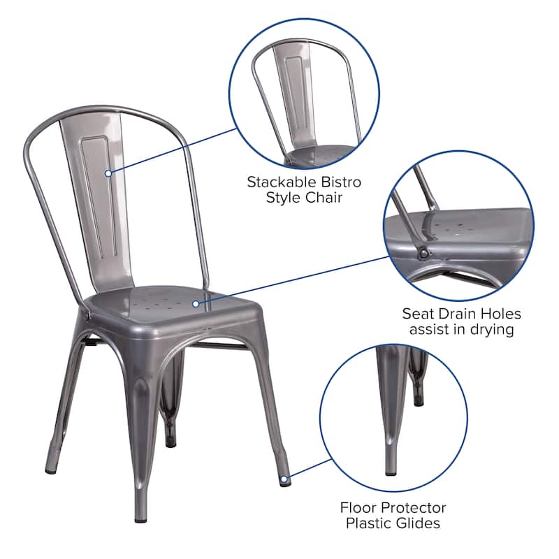 Clear Coated Metal Indoor Stackable Chair - 17.75"W x 21"D x 33.5"H - 17.75"W x 21"D x 33.5"H