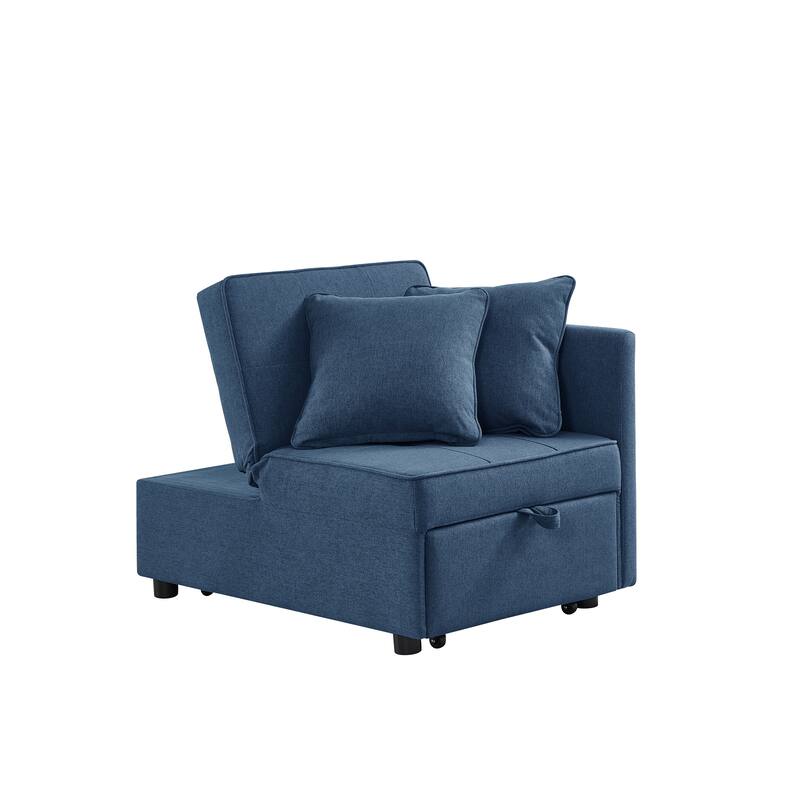 4-in-1 Sofa Bed - Convertible Recliner with Wood Frame