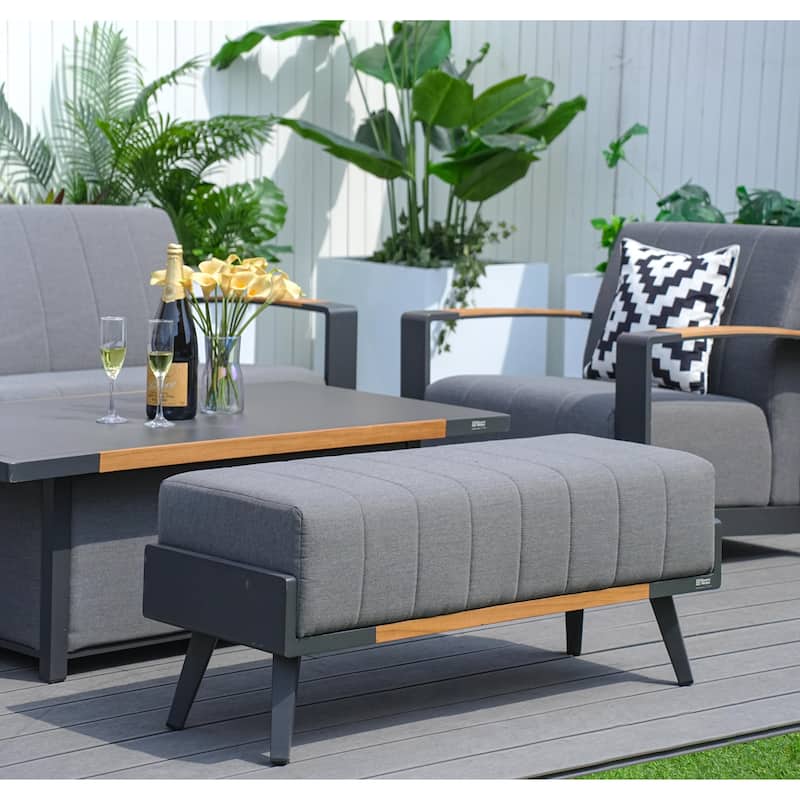 Outdoor Indoor Aluminum Patio Sofa with Coffee Table Collection ,Grey(You can choose one set or a single piece)