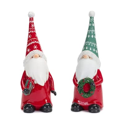 Gnome w/Wreath and Package (Set of 2)