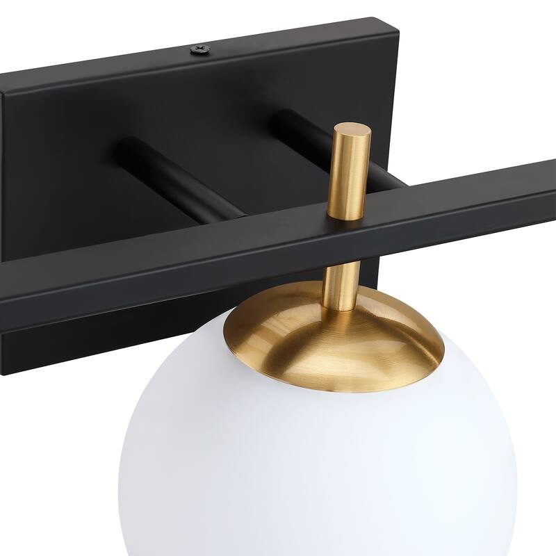 3-Light Black Vanity Light with Globe Shades - 24'' W