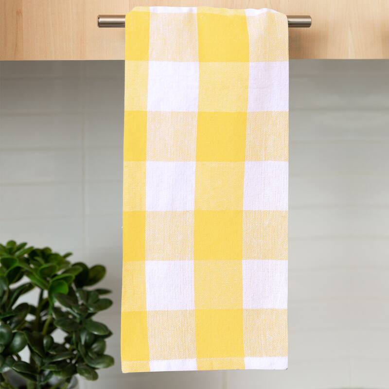 Fabstyles Country Check Cotton Kitchen Towel Set of 4 - 18x28