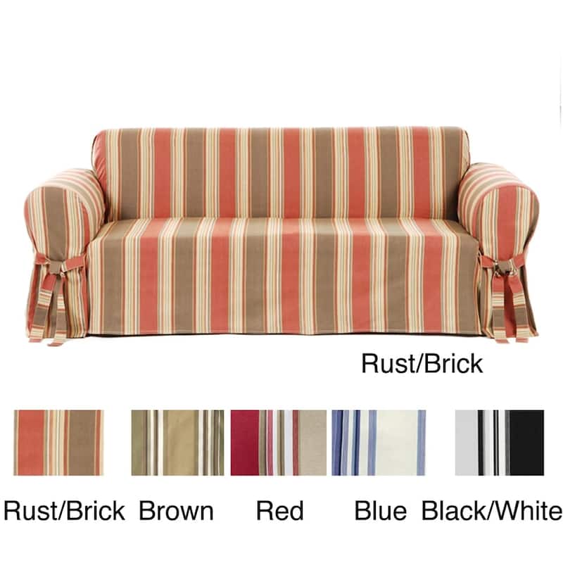 Classic Slipcovers Classic Stripe Cotton Loveseat Slipcover - N/A