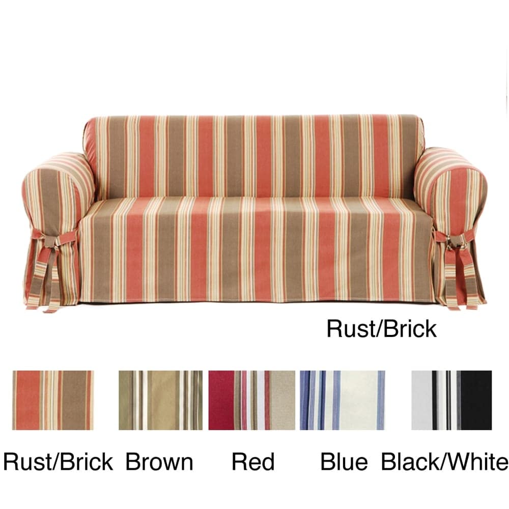Classic Slipcovers Classic Stripe Cotton Loveseat Slipcover