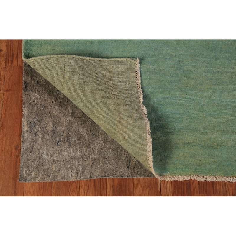 Green & Blue Gabbeh Rug Hand-Knotted Oriental Wool Carpet - 2'7" x 3'10"