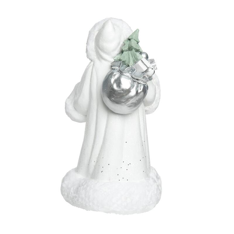 Transpac Resin 17 in. White Christmas Glam Santa Decor