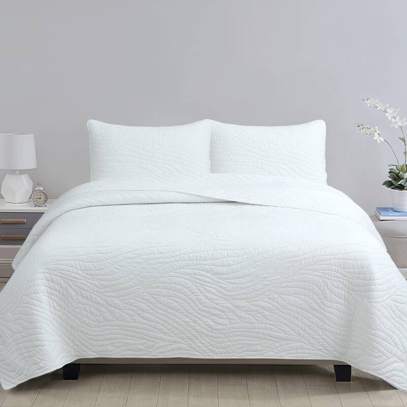 Calista Quilt Set - White - Full - Queen