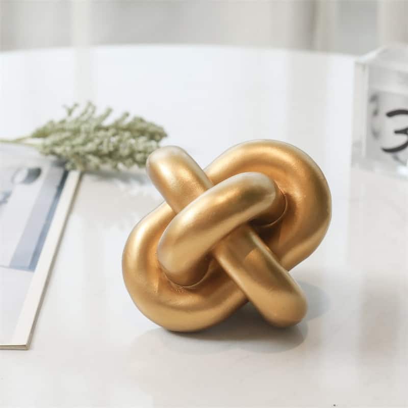 Minyoro Black Resin Chain Knot Sculpture - Gold