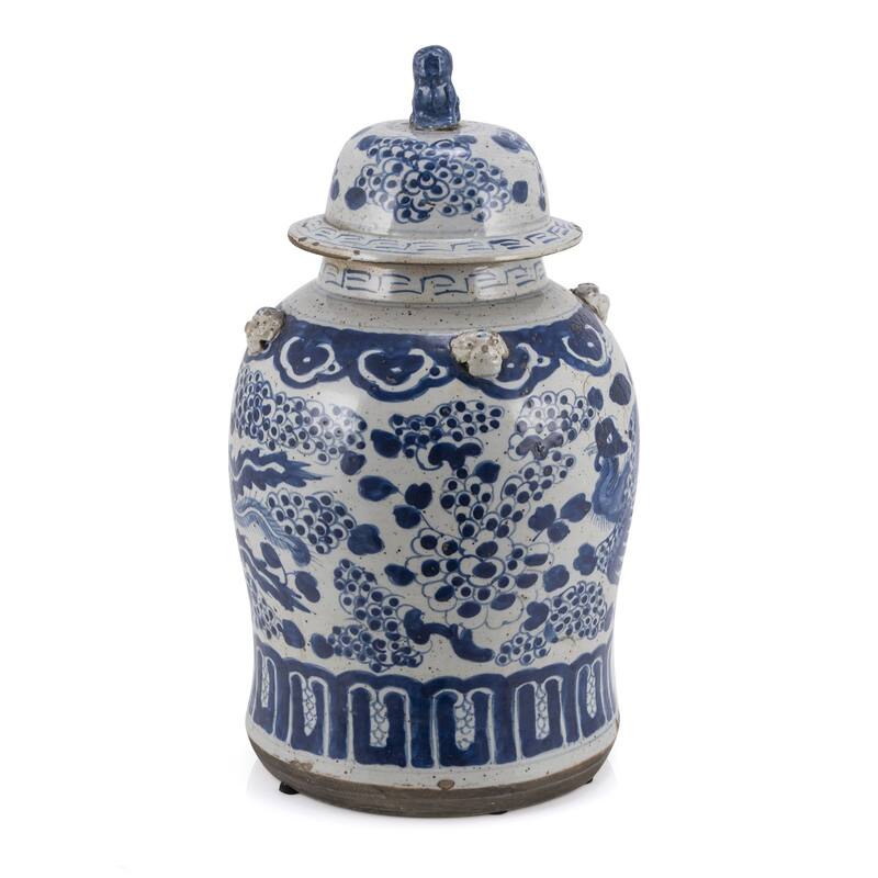 Vintage Temple Jar Phoenix Motif - Small