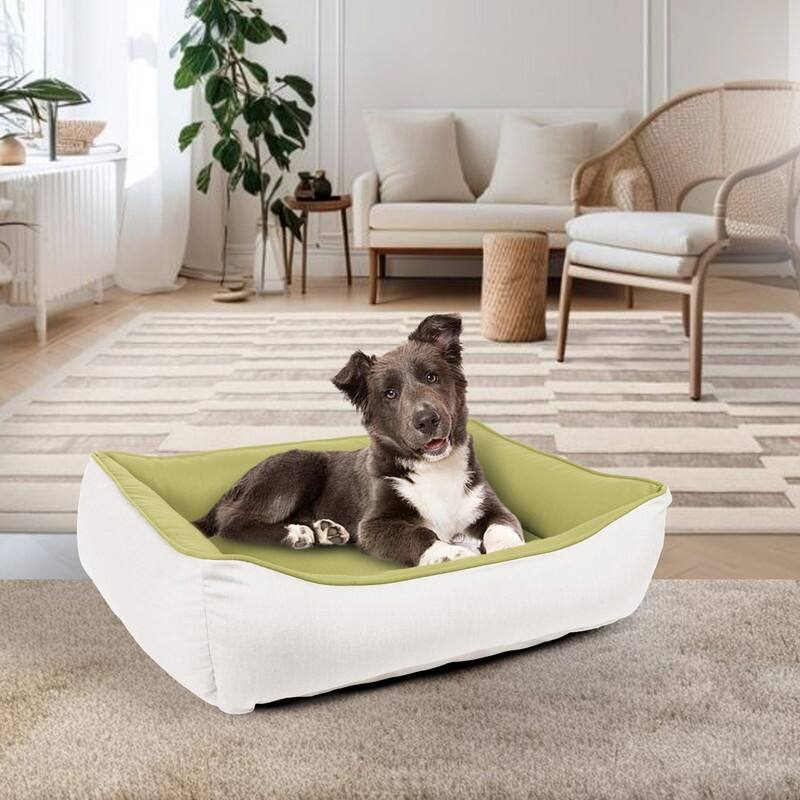 Sunbrella Indoor/Outdoor Reversible Double Sided, Cuddler Dog Bed with Bumper