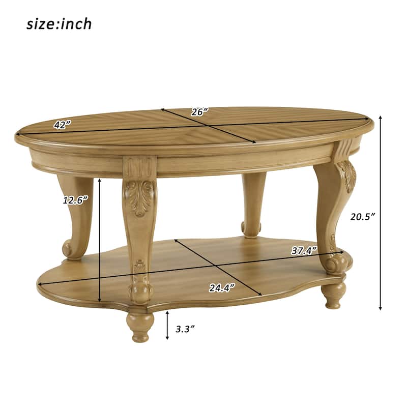 42'' oval wood coffee table for Living Room