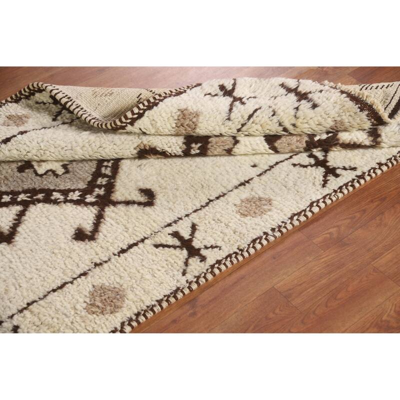 Plush Geometric Anatolian Turkish Runner Rug Hand-knotted Wool Carpet - 3'7"x 11'2"