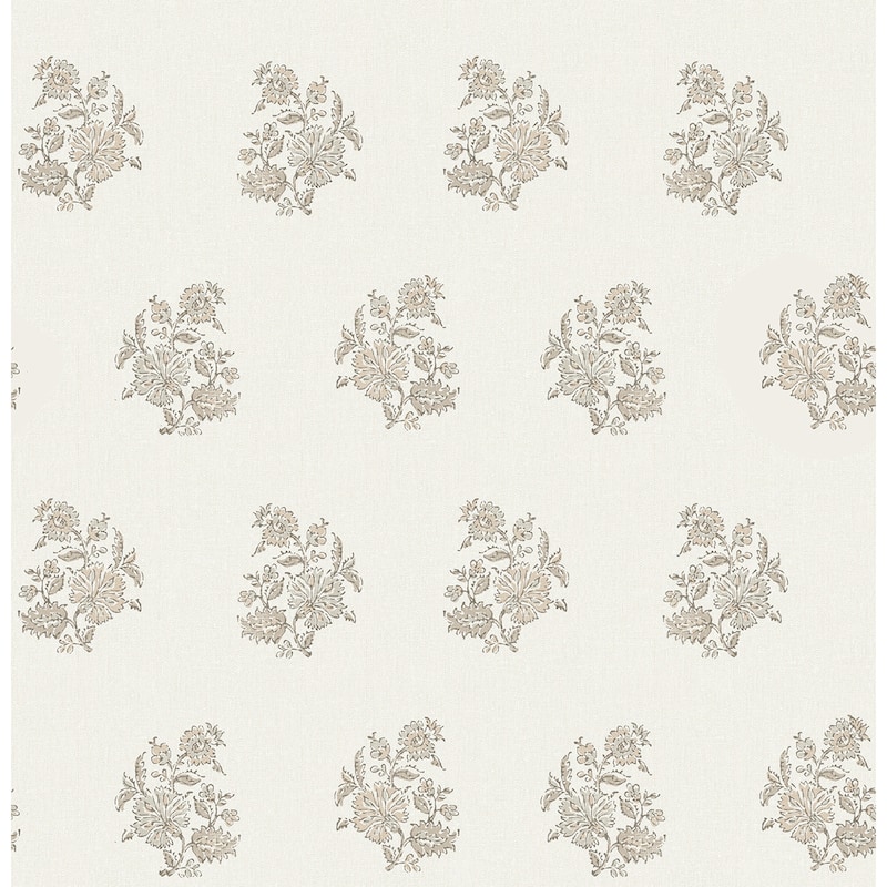 Overbrook Taupe Bouquet Toss Wallpaper