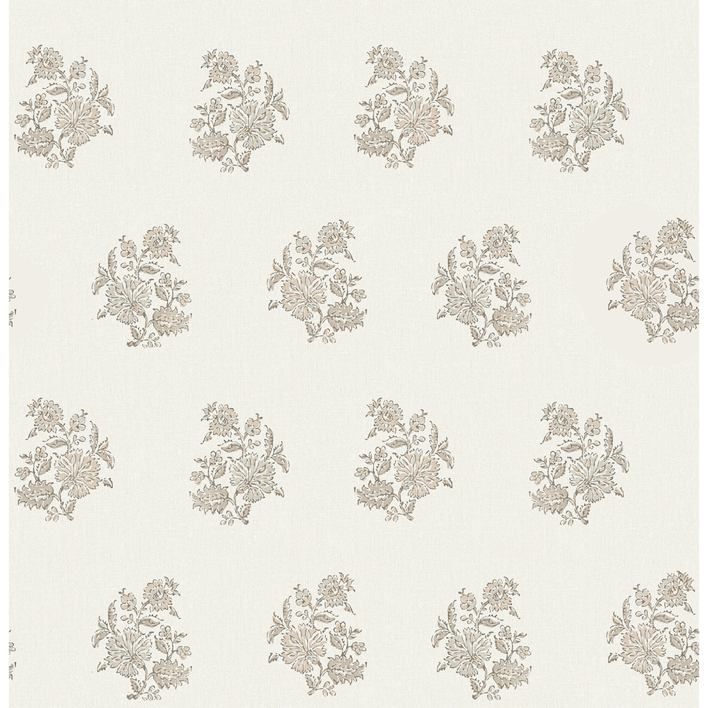 Overbrook Taupe Bouquet Toss Wallpaper