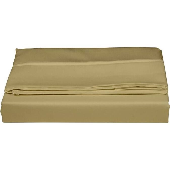 GOTS Certified 300TC Organic Cotton Sateen Wrinkle Resistant Flat Sheets - Sand - Queen