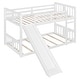 preview thumbnail 20 of 25, Twin Over Twin Low Bunk Bed with Slide and Ladder, Solid Wood Floor Bunk Bed Frame with Safety Guardrail, Detachable into 2 Beds