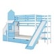 preview thumbnail 5 of 12, Twin-Over-Twin Castle Bunk Bed with 2 Drawers, 3 Shelves and Slide