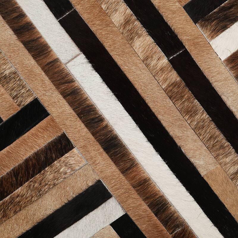 Wall Art Hairon Leather Wall Decor With Wooden Frame-30x20" - Brown