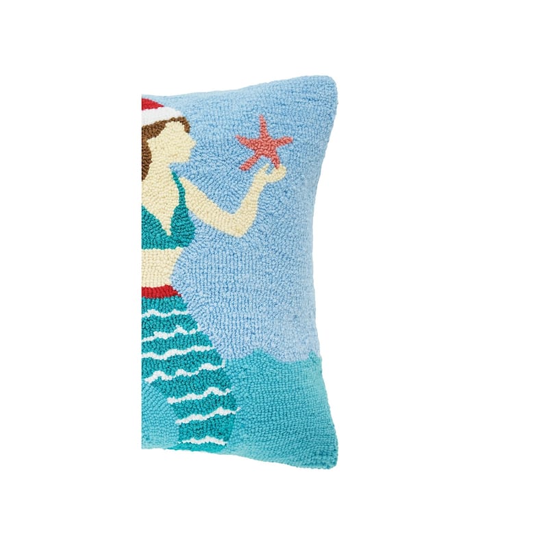 Santa Star Mermaid Hooked Throw Pillow