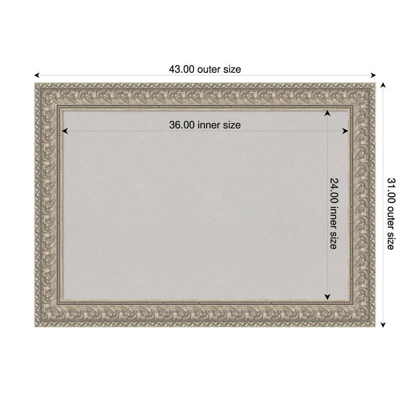 Sydney Silver Framed Cork Board - Bulletin Board, Organization Board, Pin Board - Grey - 43 x 31 in