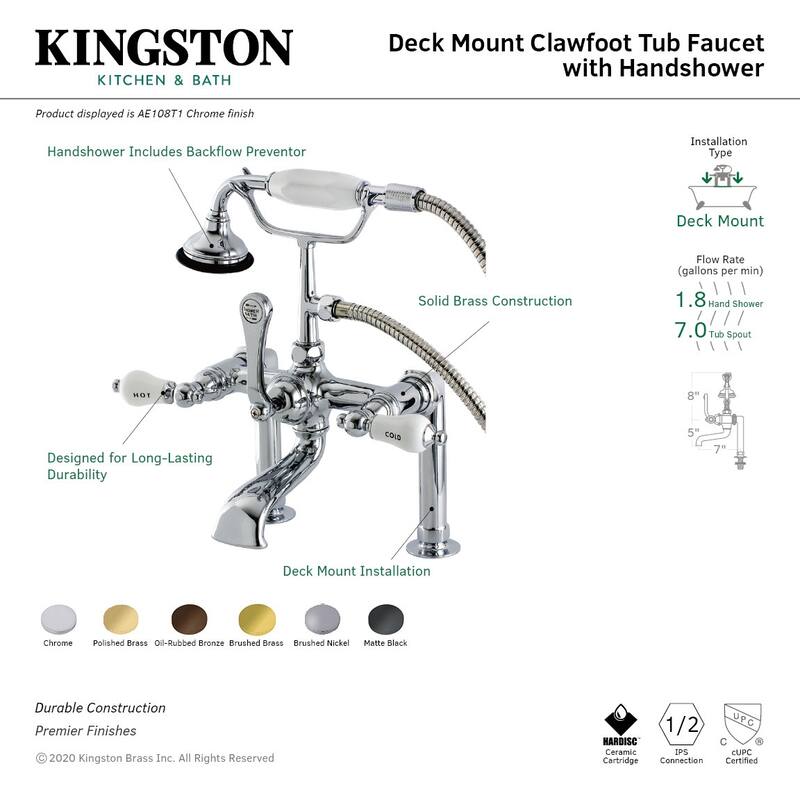 Kingston Brass Aqua Vintage Deck Mounted Clawfoot Tub Filler with