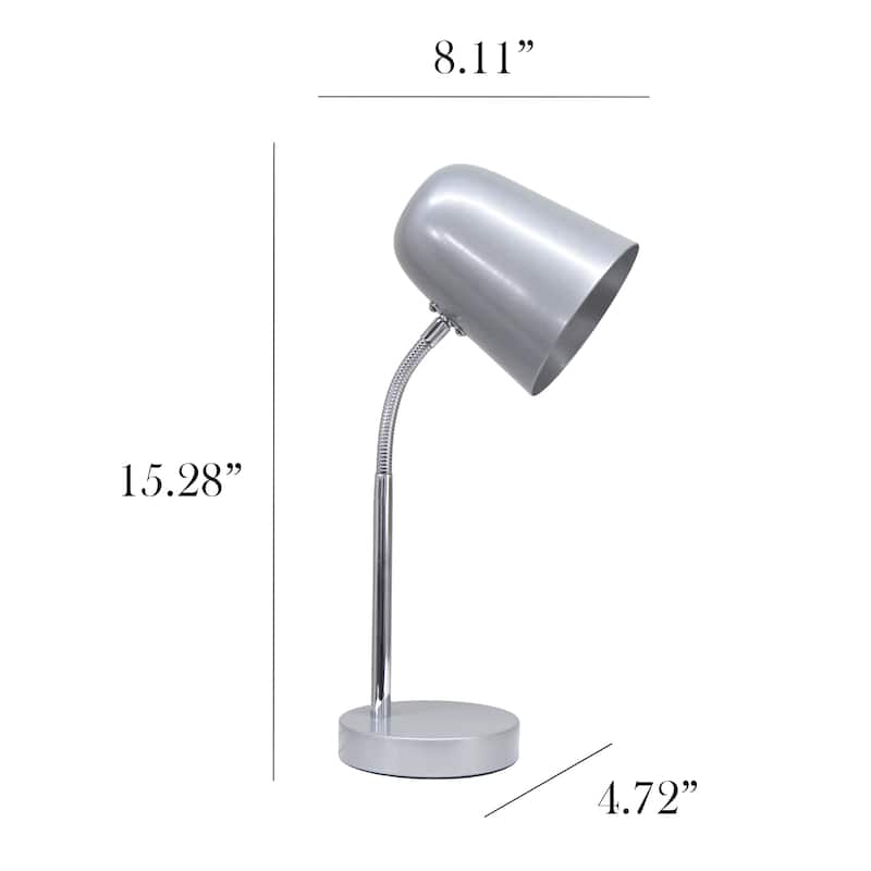 Minimalist Metal Gooseneck Desk Lamp with Adjustable Chrome Arm Modern Task Lighting Multiple Colors