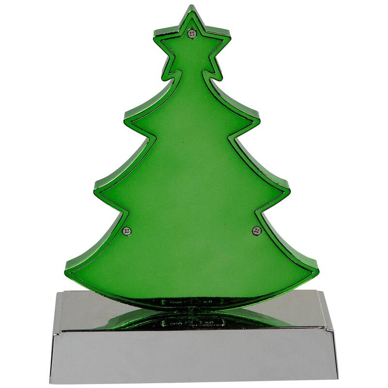 LED Lighted Shiny Christmas Tree Stocking Holder - 7" - Silver and Green