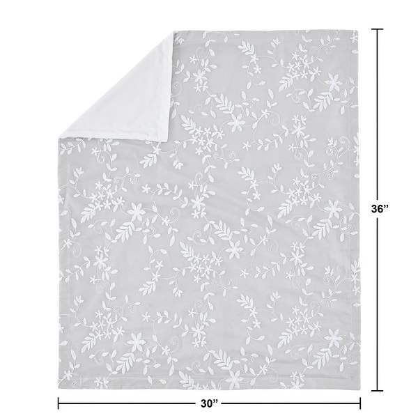 Grey Floral Vintage Lace Girl Baby Receiving Security Swaddle Blanket - Gray Luxurious Elegant Princess Boho Shabby Chic Luxury