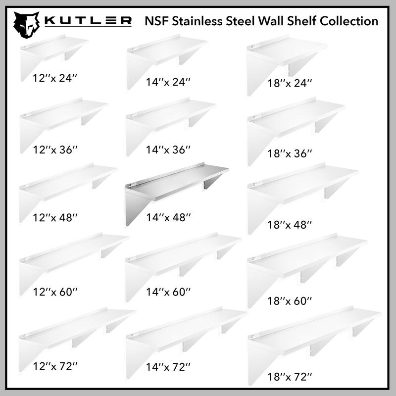 Stainless Steel Shelf NSF Commercial Kitchen Wall Shelving